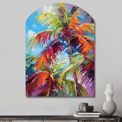 Conar - Asymmetrical Palms Metal Art, Arch Metal Wall Sculpture Print
