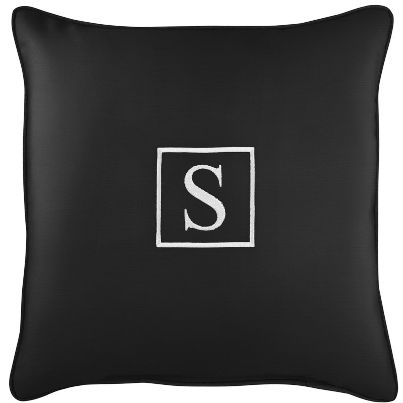 Kettil Embroidered Sunbrella® Outdoor Throw Pillow, Black, S