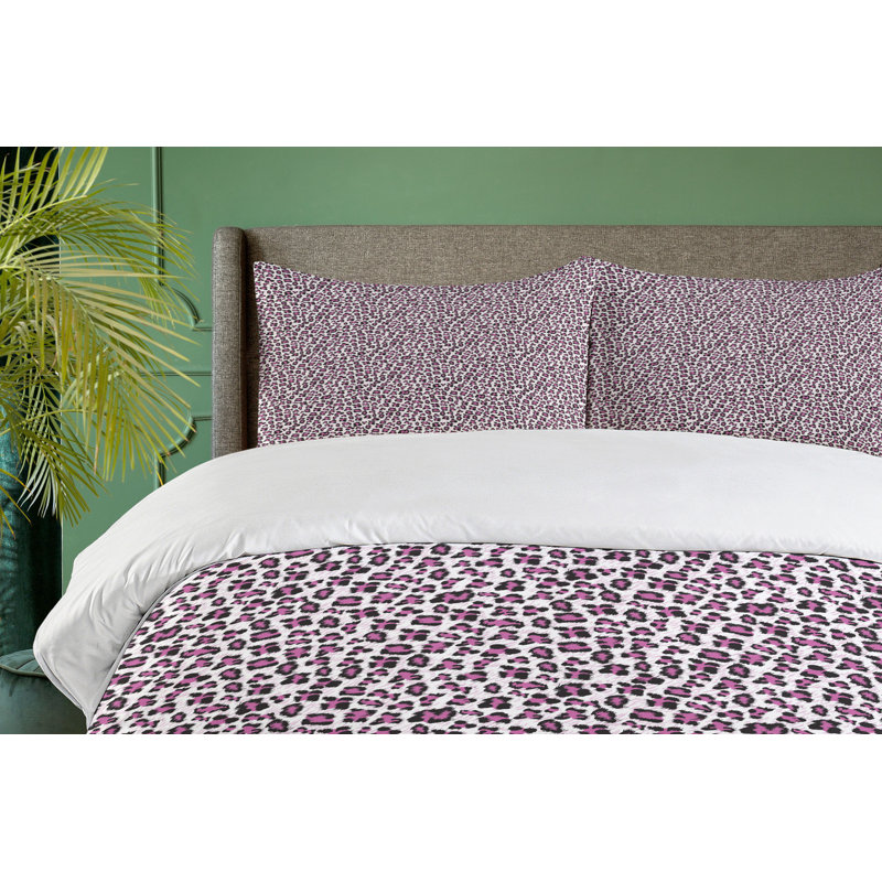 King Pink and Black Leopard Print Microfiber Duvet Set