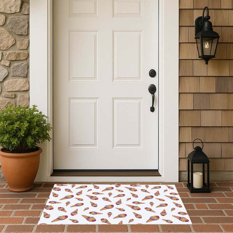 Summer Ice cream Outdoor Doormat, 24" W x 17" L, White