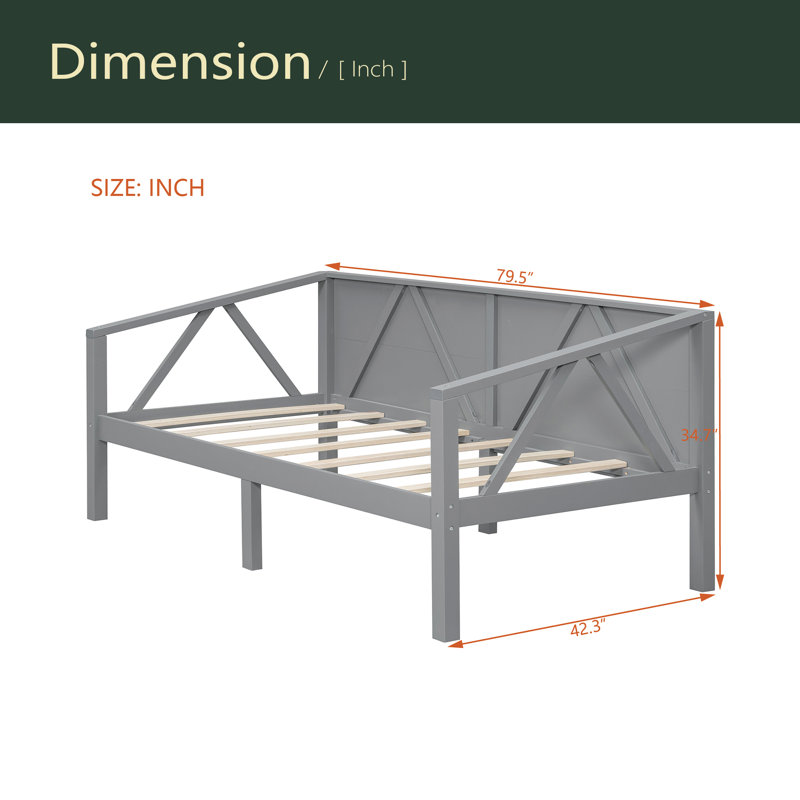 Twin Size Daybed, Gray, Twin