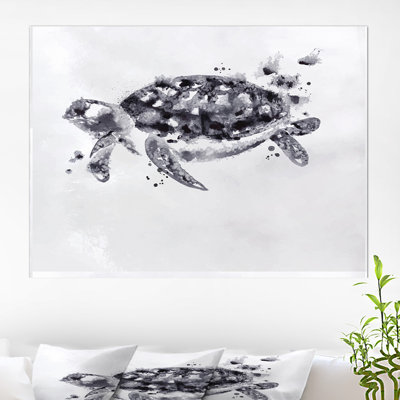Monogramme de tortue noire - reproduction sur toile tendue