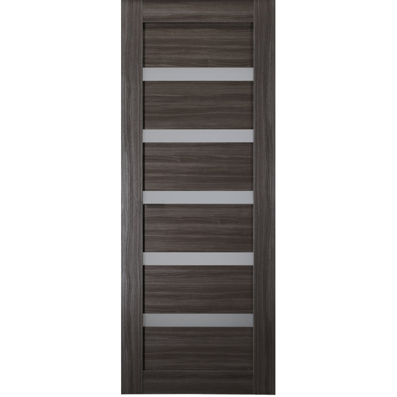Gray Oak Frosted Glass Paneled Interior Door Slab