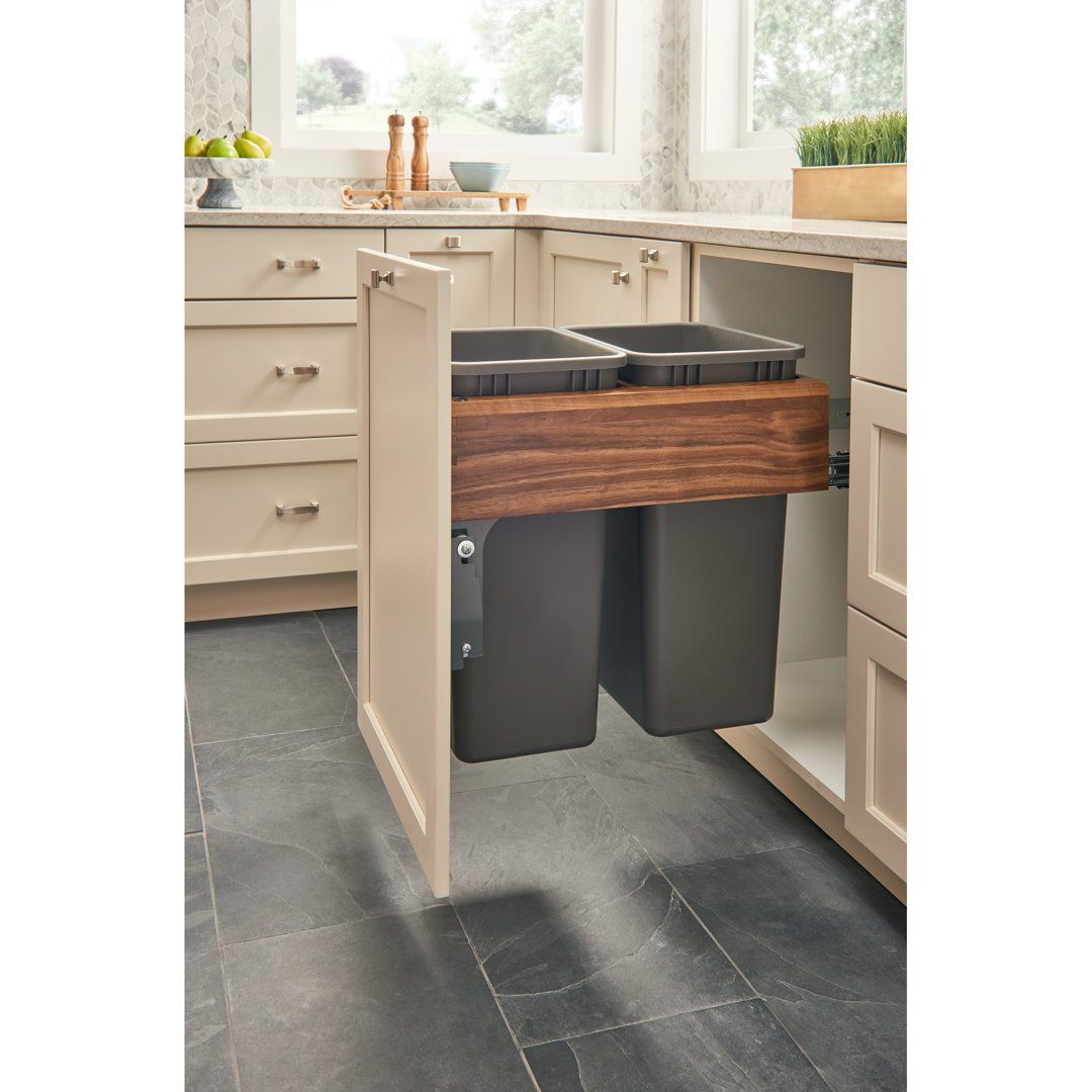 Rev-A-Shelf Wood Top Mount Pull Out Trash/Waste Container with Soft Close Rev-A-Shelf