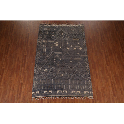 Tapis gris et bleu marocain 6 x 9
