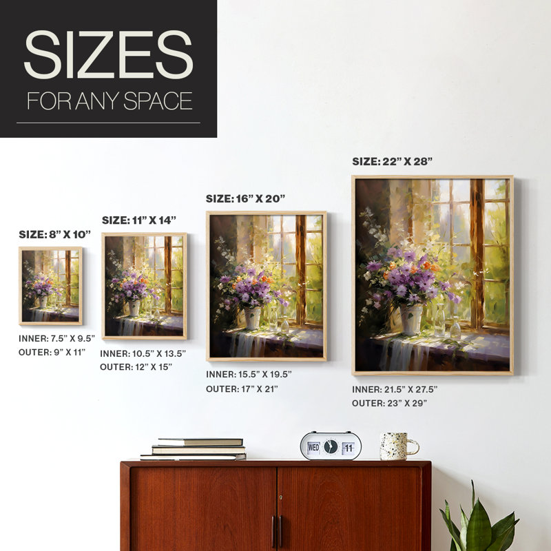 «FLORAL Series DCCL XXXVI», reproduction encadrée - bois massif, H 21 po x l 17 po, Naturel