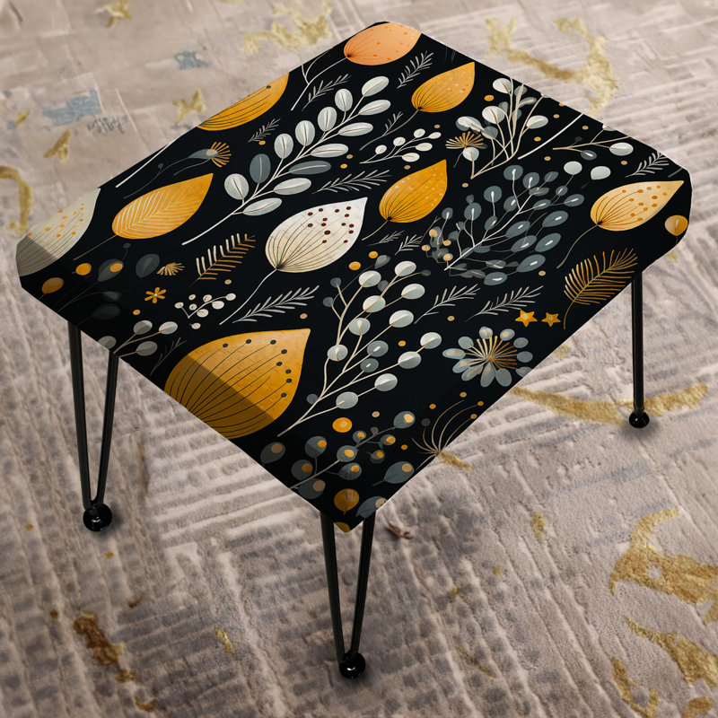 Toile florale noire et jaune à motif floral marocain