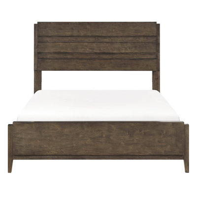 Grand lit à panneau en noyer foncé au design contemporain - 1 chambre à coucher en bois d'hévéa massif avec tête de lit et rails. Pour les chambres à coucher modernes. Boîte en mélange de fondation Foundation Needed Classic