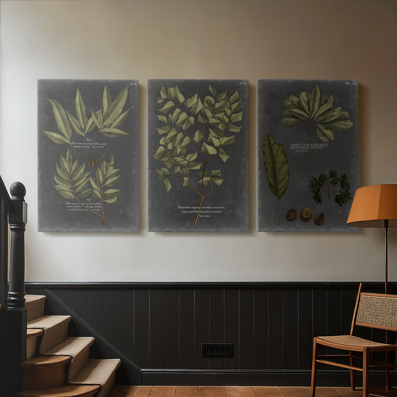 Foliage Dramatique IV - Toile tendue avec châssis sur mesure - 3 pièces, Toile tendue, H 12 po x l 24 po