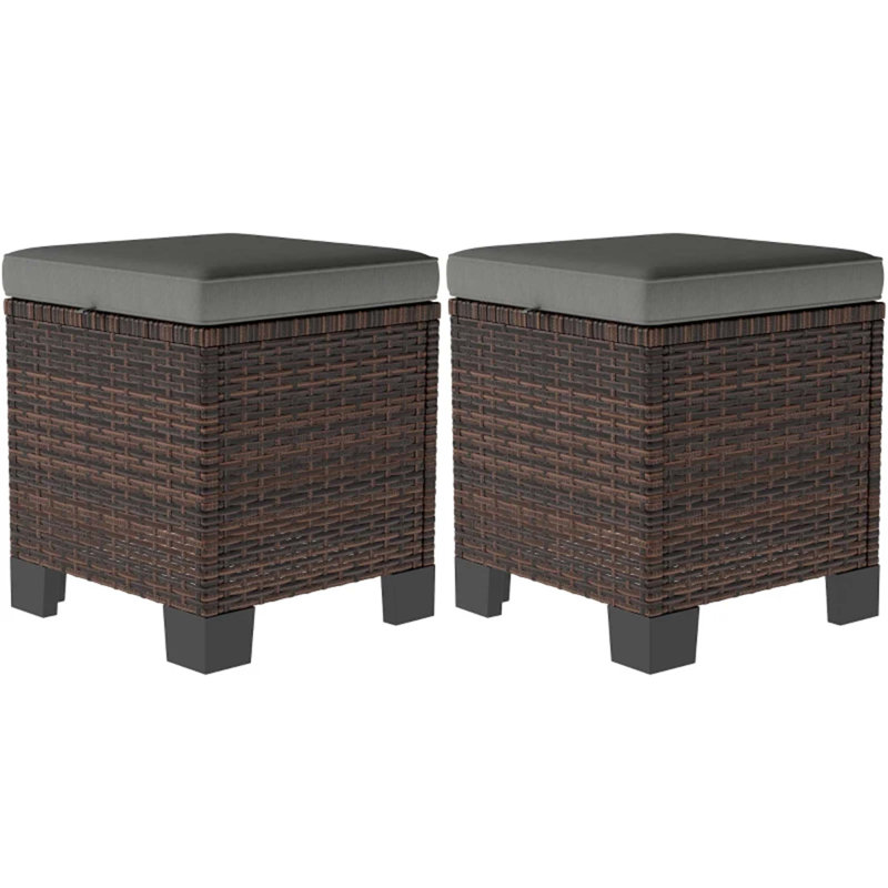 Ensemble de 2 cubes de repose-pieds d'extérieur en osier polyvalent, idéal pour les sièges, les repose-pieds et les tables d'appoint au design durable