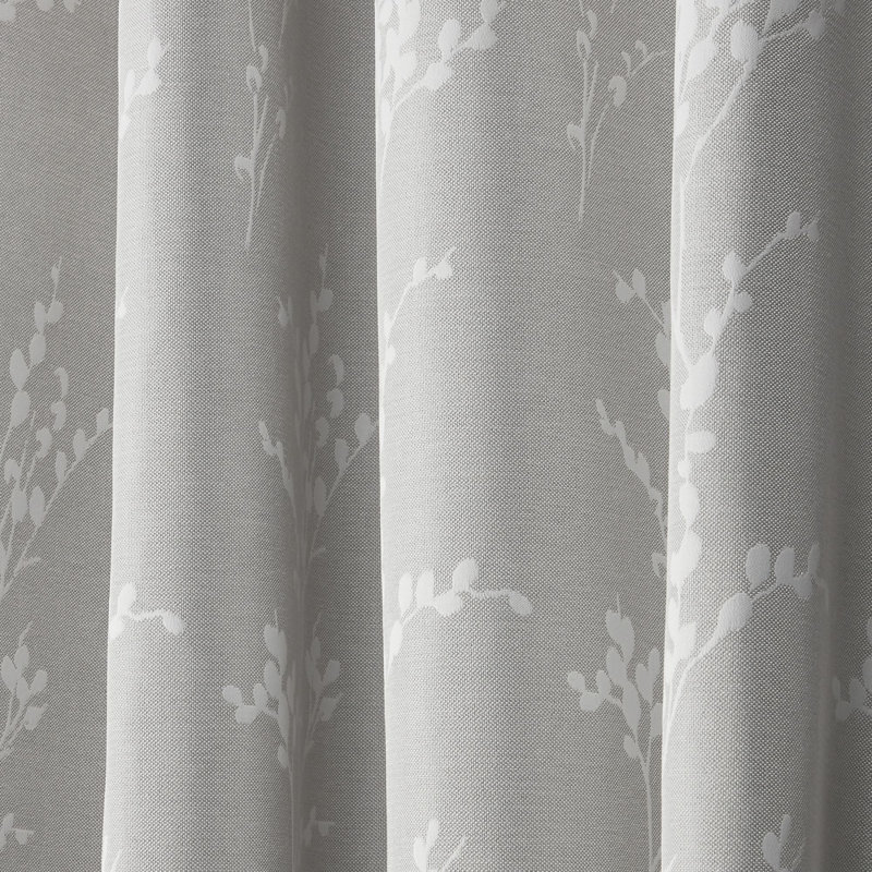 Nicole Miller Turion Floral Room Darkening Blackout Grommet Top Curtain Panel Pair, 52" W x 84" L, Dove Gray