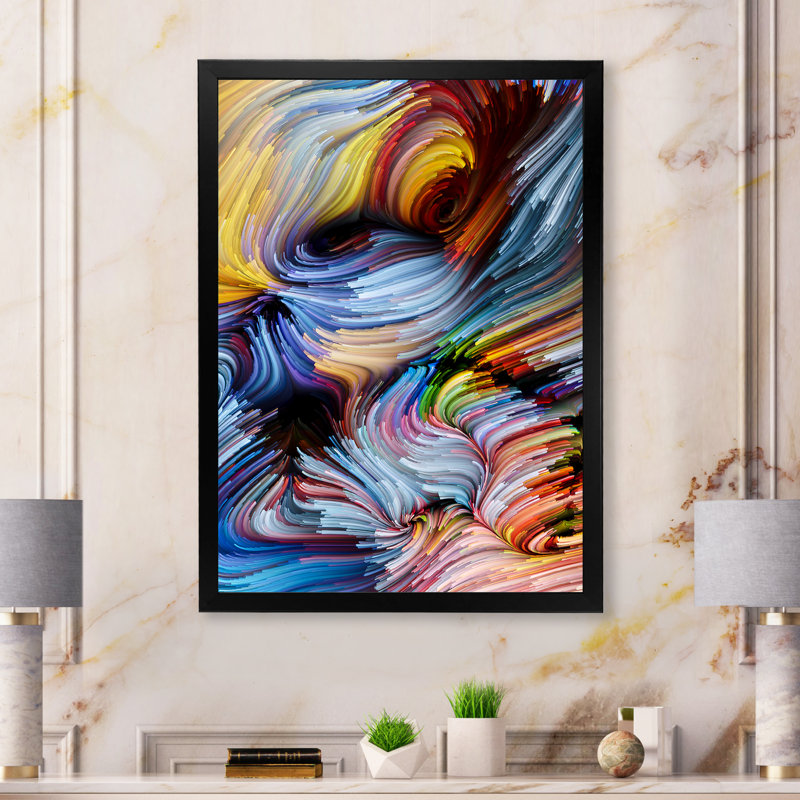 Élégance de l'art liquide - œuvre d'art moderne sur toile, Cadre noir, H 20 po x l 12 po x P 1 po