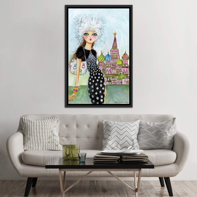 Art de Moscou, H 60 po x l 40po x P 1,5 po, Toile avec cadre noir