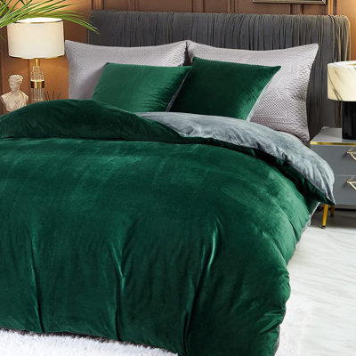 Velvet Winter Warm Crystal Flannel Wedding Reversible Duvet Cover Set