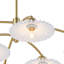 Lustre linéaire moderne 6 lumières, cadre en or brossé 32,7 po avec abat-jour en verre au lait plissé pour îlot de cuisine de salle à manger