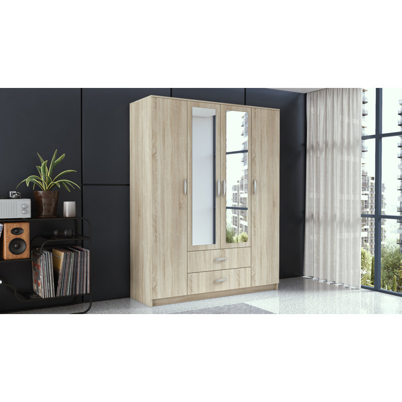 Weyburn 4 Door Manufactured Wood Wardrobe, Sonoma
