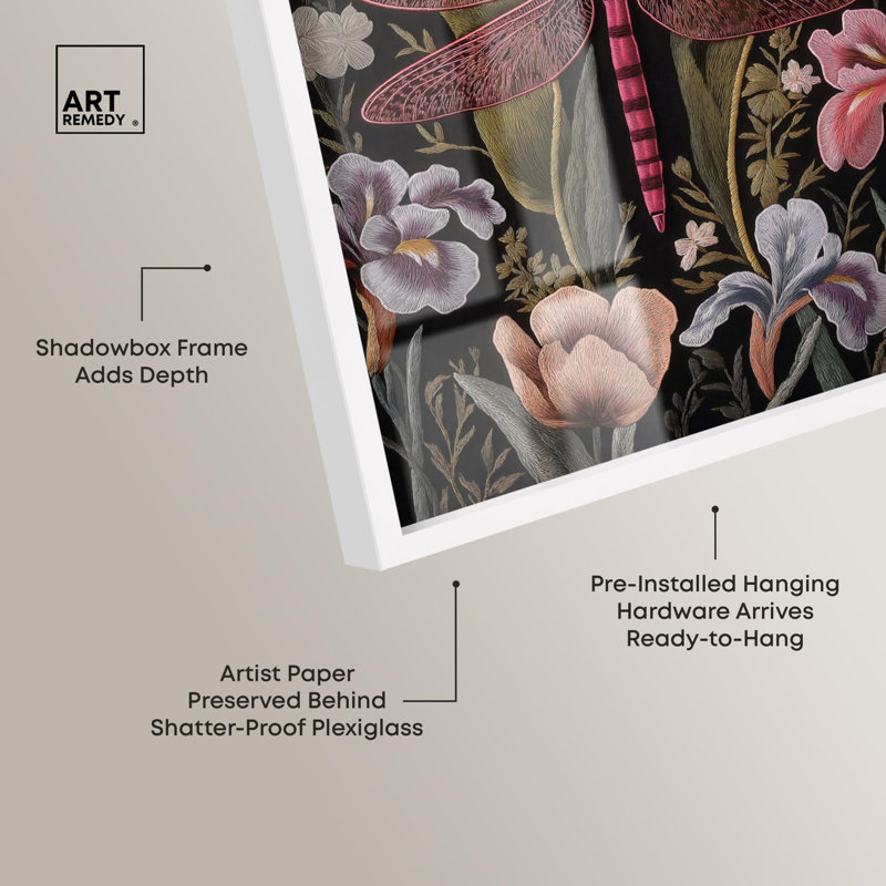 «Ruby Reed Rider I Shadowbox», impression botanique par Art Remedy, H 25 po x l 17 po, Blanc