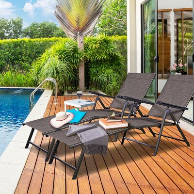 Patiojoy 2pcs Chaise Lounge Adjustable Patio Poolside Recliner Chair Outdoor -  Arlmont & Co., 58913EBFE6C54F199E12066ED0E898C4