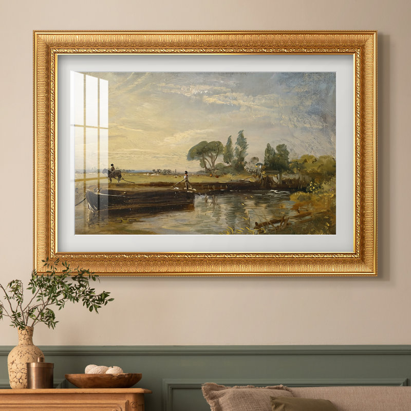 Péniche en aval de l'écluse de Flatford, vers 1810 - John Constable - Estampe encadrée sur mesure, Or vénitien orné