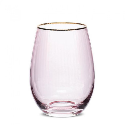 Tameica 18oz. Stemless Goblet With Gold Rim Glass