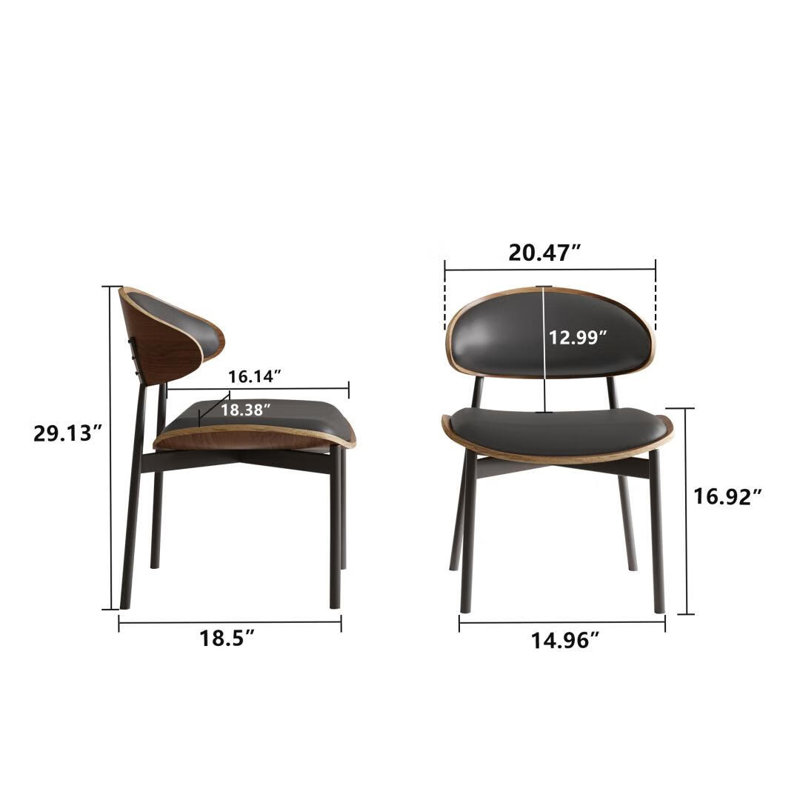 Ensemble 2 pièces de chaises de salle à manger Modern Modern, Noir