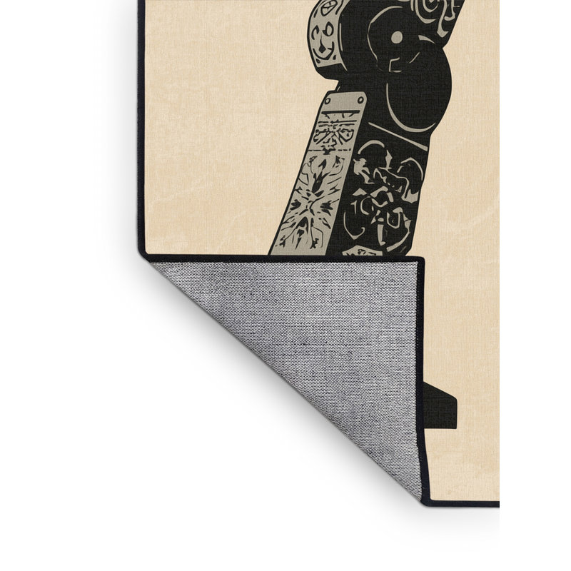 Tapis beige lavable à la machine Mendon, 3 X 5