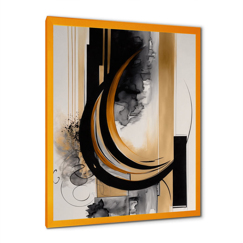 Gold Touch Art Deco II - Art mural abstrait, Impression dorée sur toile encadrée, H 40 po x l 30 po x P 1,5 po