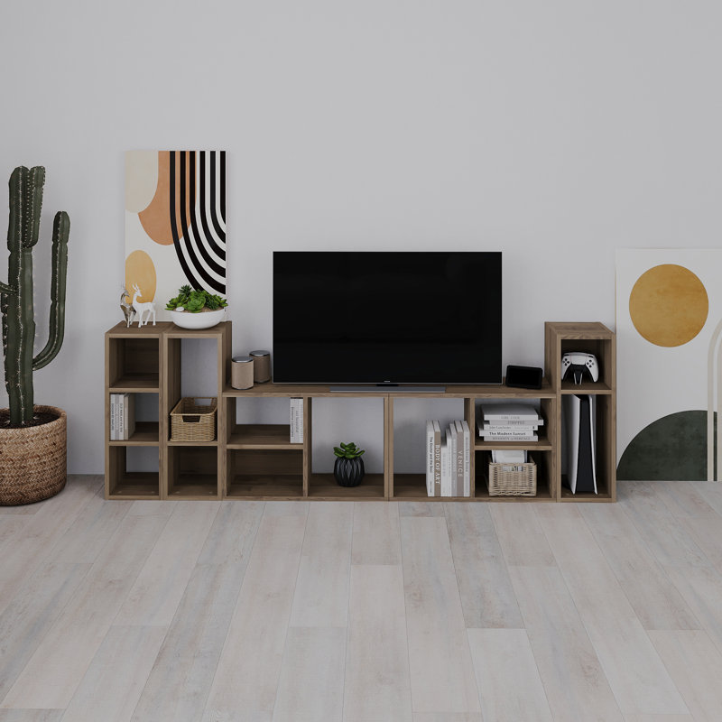 Sereta 68cm H x 44cm W Floating Bookcase, Dark Oak