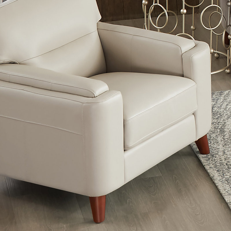 Marzavion Upholstered Chair And A Half, Cream Genuine Leather