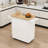 White Kitchen Island With Hidden Compartments, Adjustable Storage Settings & Towel/Seasoning Cart Material, Towel Rack, Seasoning Rack - Levels-1149059228
