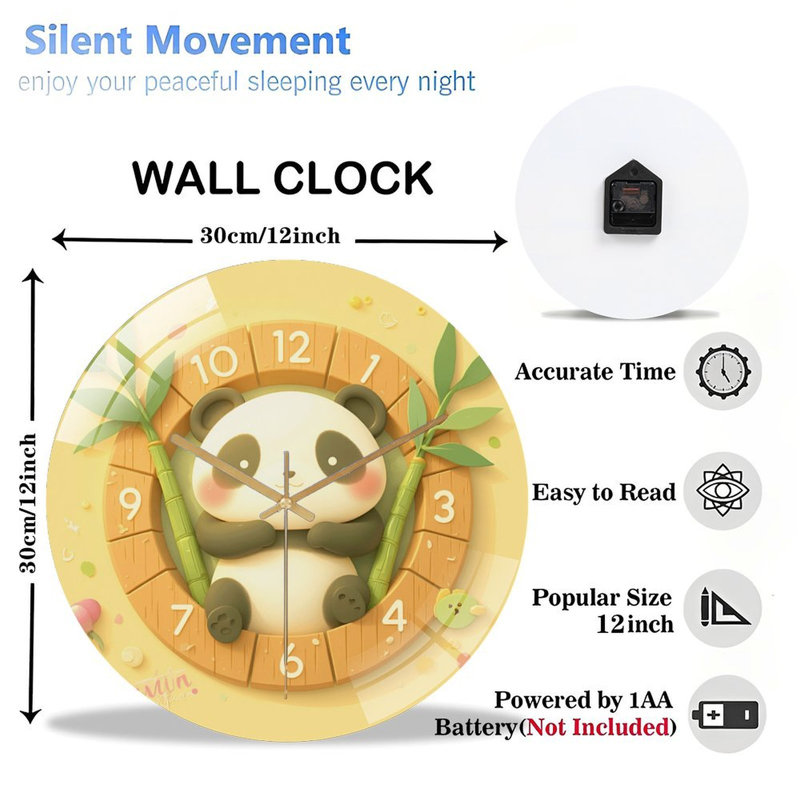 Horloge murale mignonne Panda