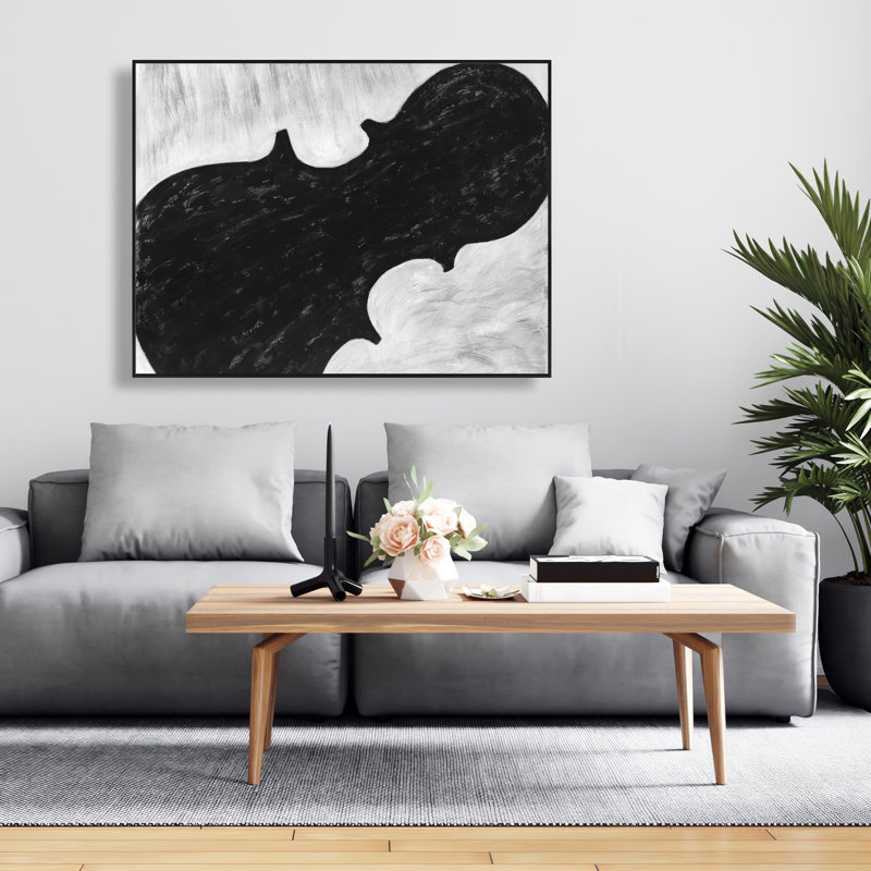 Silhouette de violon - Toile encadrée noire et blanche pour la décoration intérieure