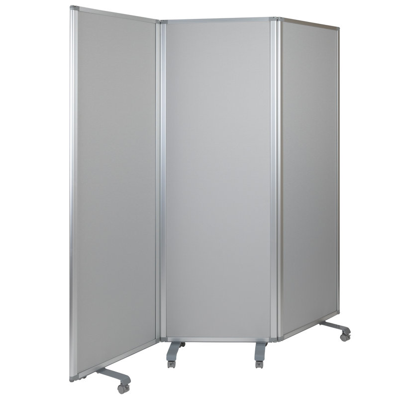Cloison magnétique mobile à 3 sections Cadia, Blanc / Gris