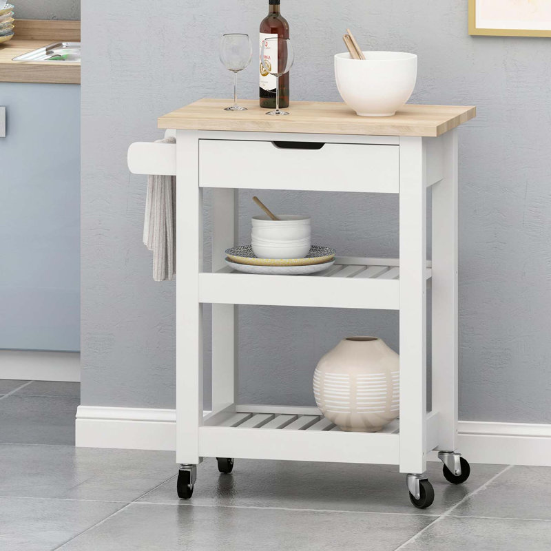 Chariot de cuisine compact en bois - Fonctionnel et élégant