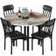Ensemble de table et de chaises rondes en faux marbre pour 4 personnes - Conception compacte, chaises pouvant supporter jusqu'à 159 kg et montage facile (cuisine moderne et petits espaces)-842368110