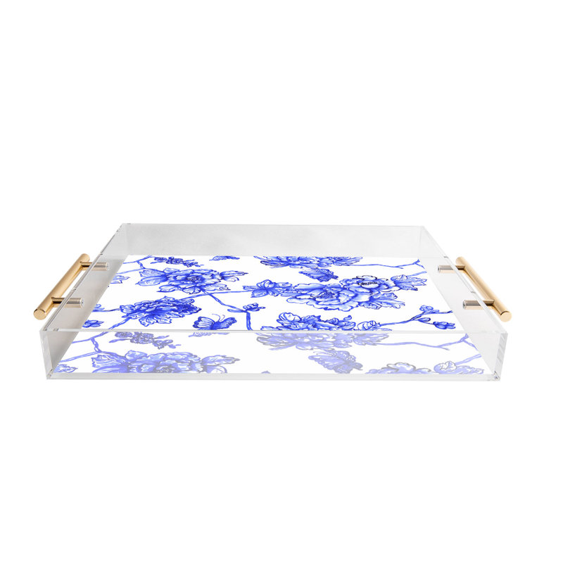 Jacqueline Maldonado Chinoserie Floral White Acrylic Tray