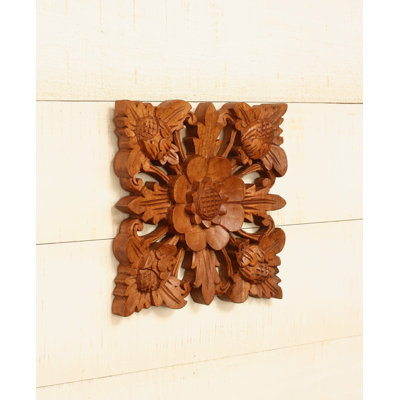 8 "en bois sculpté à la main art mural panneau de relief de fleurs de lotus fabriqué à la main plaque murale décoration décorative décorative à la main en bois Florall