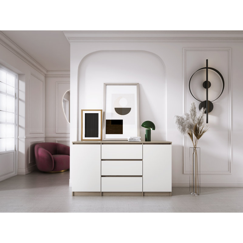 3 - Drawer Chest of Drawers, Sonoma oak/White