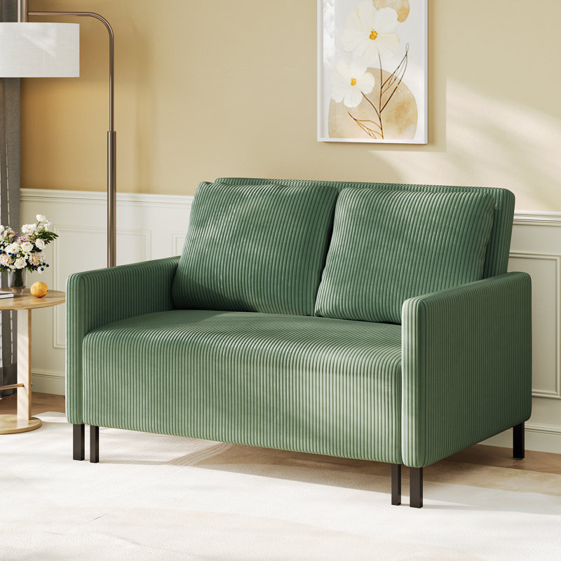 Pull Out Sofa Bed, Full Size Sleeper Sofa, 2 in 1 Convertible Corduroy Sofa, Green