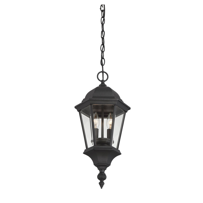 Lanterne suspendue d’extérieur 2 lumières Syliva, Noir texturé
