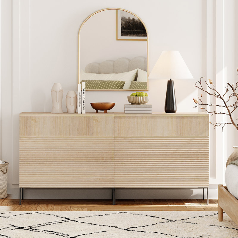 Commode 6 tiroirs Laverda, Beige