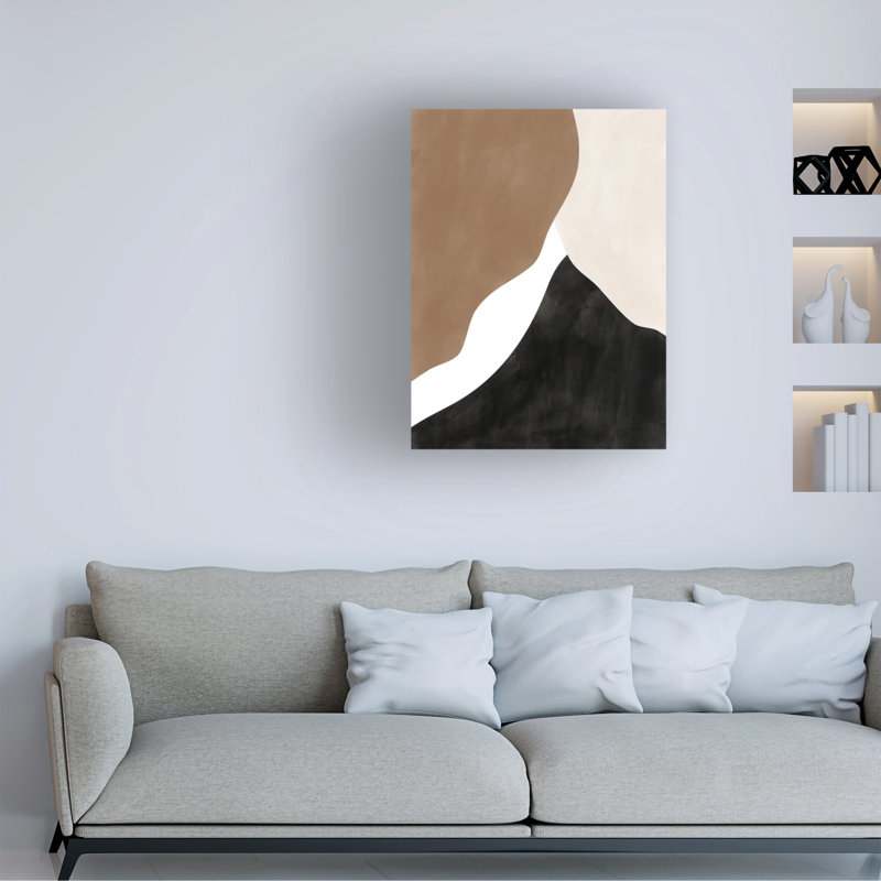 " Abstract Beige And Brown Art No.1 " by Elena Ristova, 24" H x 18" W x 2" D