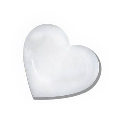 Himalayan Glow Selenite Crystal Heart Stone, Guérison et apaisement Selenita Spar Love 10 cm, blanc