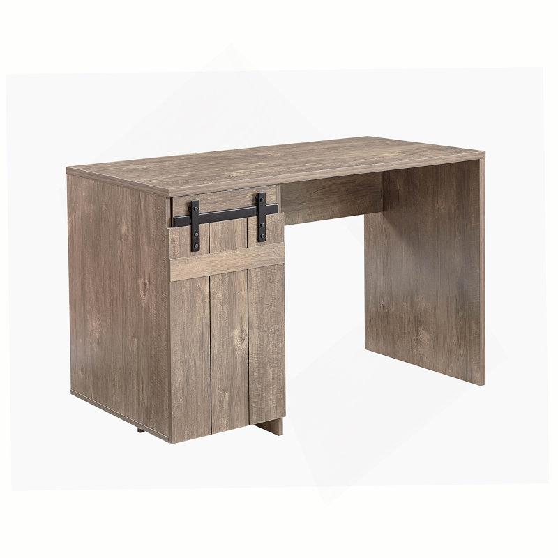 Home Office Desk With Three Shelves, Light Brown