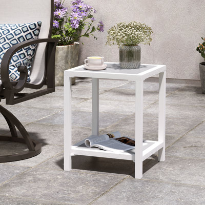 Patio End Table Outdoor Aluminum Side Table