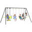 Outsunny Swing Set A-Frame Metal Double Seats for Ages 3-8 Years Green