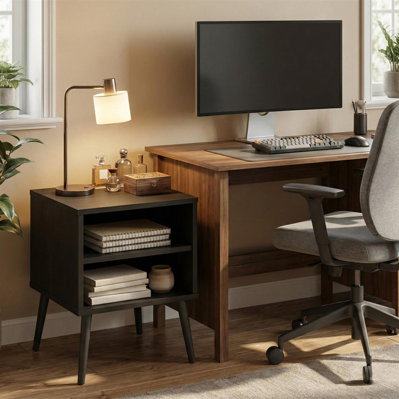 Table de bout de style rétro Mid-Century avec pieds en bois Claude, Espresso