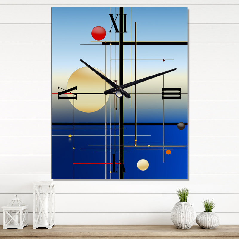 Horloge murale géométrique surdimensionnée futuriste Minimalisme pleine lune I, Petit