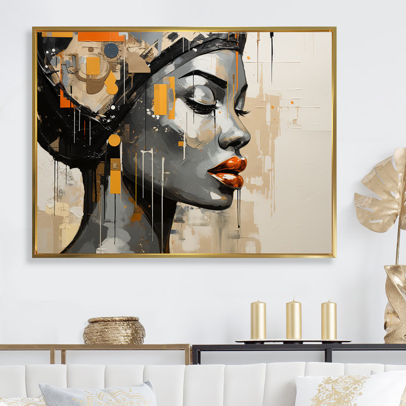 «Minimalisme Collage», reproduction d'art sur toile, H 30 po x l 40 po x P 1,5 po, Cadre flottant doré