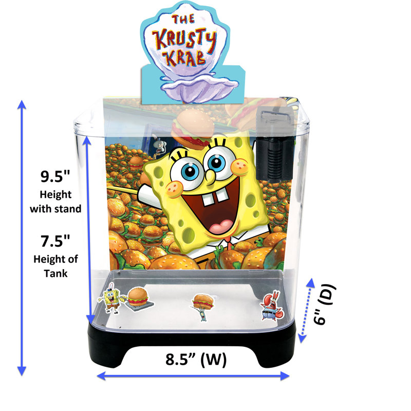 Ensemble de démarrage d'aquarium rectangulaire 1,5 gallons Spongebob Squarepants